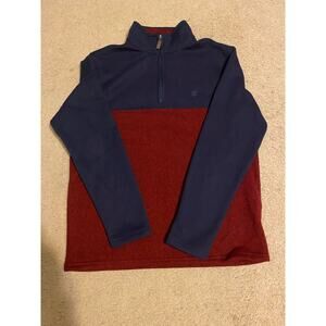 IZOD Sweater Fleece Men’s Quarter-Zip Pullover Navy/Burgundy Size M
